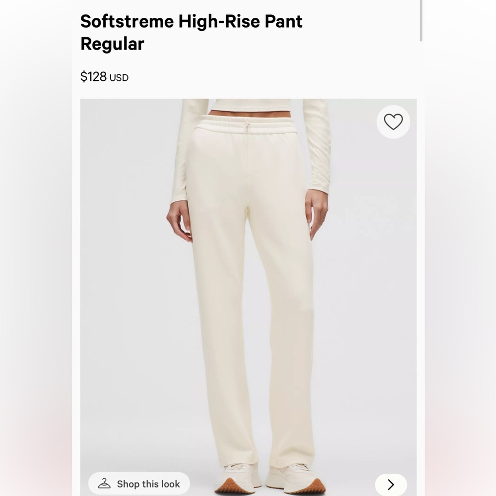 lululemon athletica Softstreme High-Rise Track Pants in Cream